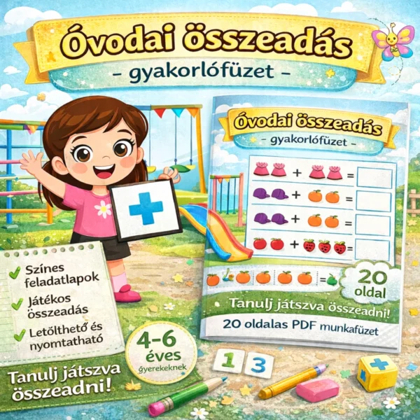 Óvodai összeadás – játékos matek gyakorlófüzet